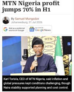 MTN Nigeria Profit Jumps 70% In H1